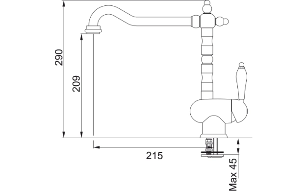 Franke Old England spout side HP BCP – ретро кухненски смесител
